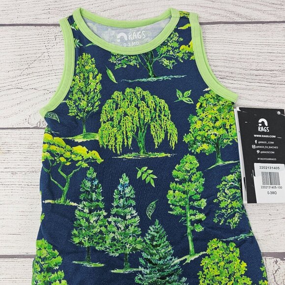 NWT Rags To Raches Baby Boy‎ Arbor Day Peek-A-Booty Romper Size 0-3 months - Picture 1 of 5